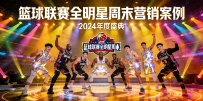 篮球联赛全明星周末营销案例 - 球员在灯光绚丽的舞台上